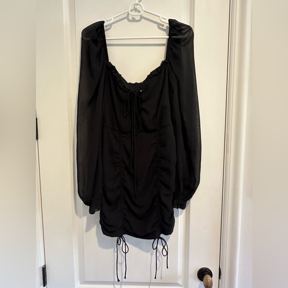 Black long sleeve Lucy in the sky ruched dress